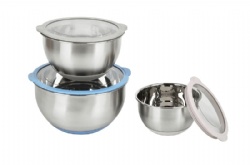 stainless steel Mixing Bowls with Transparent Lids